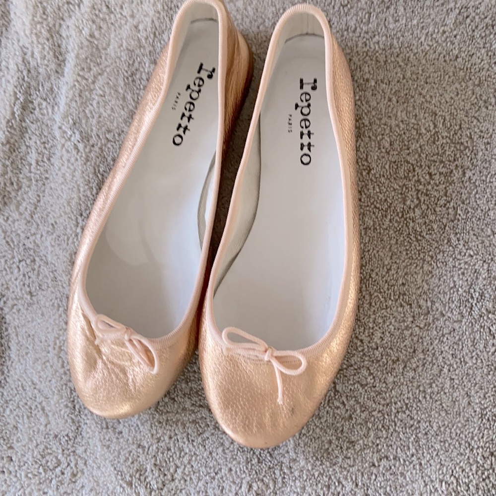 Repetto pink gold metallic ballet flats